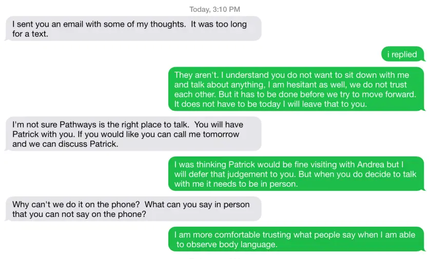 Message from Patrice Hayes: Full transcript below. sms