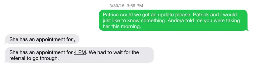 Message to Patrice Hayes: Full transcript below. sms