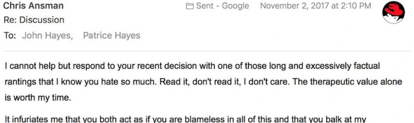 Email Reply to John Hayes: Full transcript below. sms
