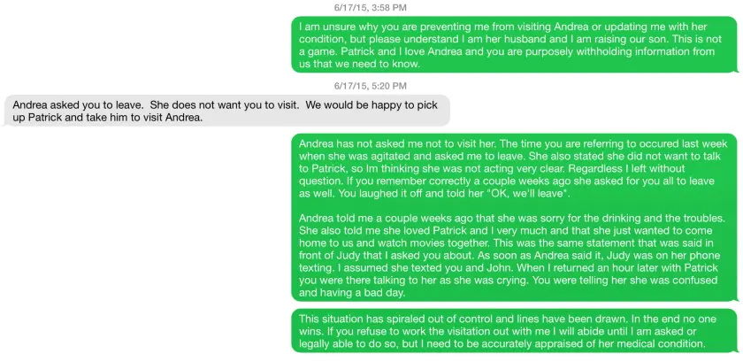 Message to Patrice Hayes: Full transcript below. sms