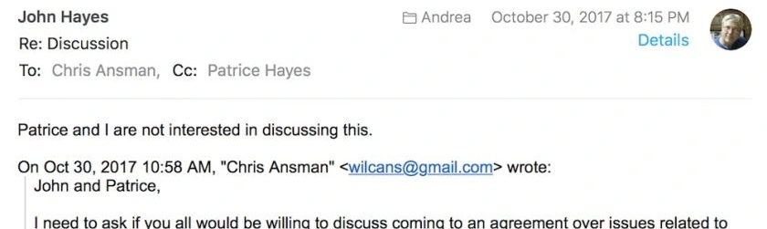 Email Reply from John Hayes: Full transcript below. sms