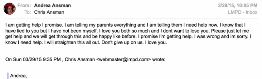 Message from Andrea: Full transcript below. sms