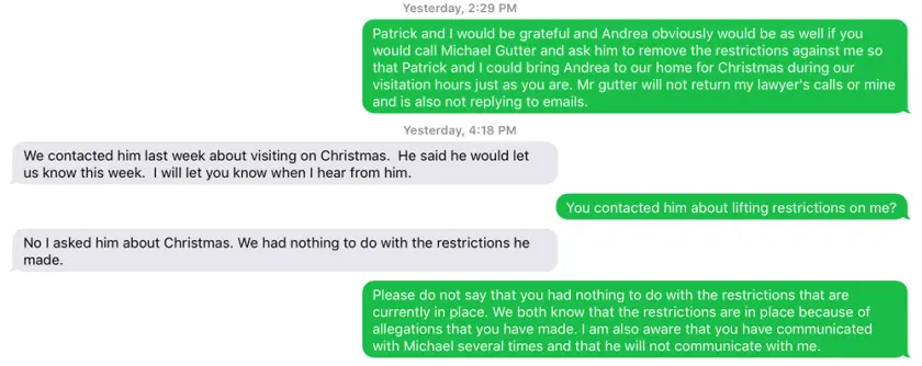 Message to Patrice Hayes: Full transcript below. sms
