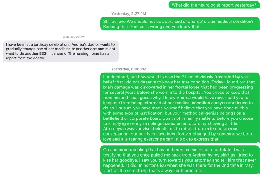 Message to Patrice Hayes: Full transcript below. sms